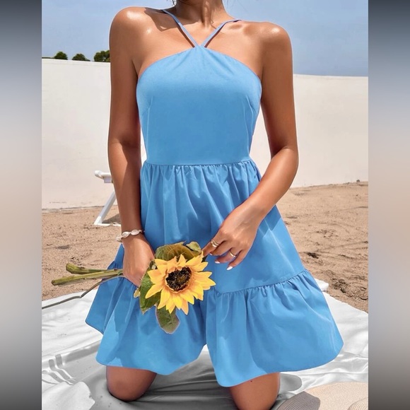 Boho lace up back ruffle hem cami dress - Picture 10 of 16